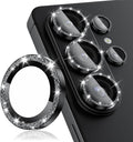 CloudValley for Samsung Galaxy S26 Ultra Camera Lens Protector Bling | 9H Tempered Glass + Aluminum Alloy Lens Protective Ring [Glitter Decoration] Ultra-HD Individual Lens Cover,Glitter Black by CloudValley