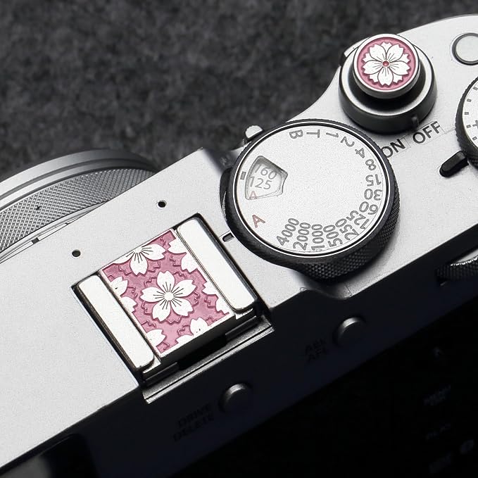 Cherry Blossom Metal Hot Shoe Cover Shutter Button for Fujifilm X100VI | Aluminum Alloy Pink Cherry Blossom Pattern Dust-Proof Hot Shoe Cover Shutter Button for Fuji XT5, XT4, XT30III, X100VI, X-E4 - Image 7
