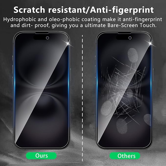 3+3 Pack Privacy Screen Protector Designed for iPhone 16 With 3 Pack Camera Lens Protector,Full Coverage Anti-Spy Tempered Glass Film,9H Hardness,Bubble Free,Easy to Install - Image 5