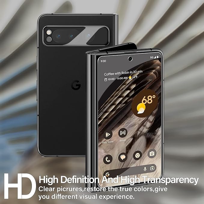 Pixel Fold Tempered Glass Screen Protector + Camera Lens Protector [ 2 + 2 Pack ][Fingerprint Unlock] [Anti-Scratch] [Case Friendly] HD Clear Protective Film for Google Pixel Fold - Image 6