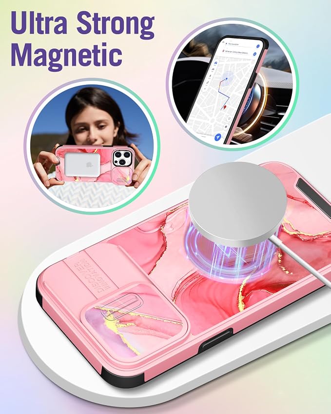 Buleens for iPhone 15 Pro Max Case 6.7 Inch - with Ring Stand & Camera Cover Aesthetic Cute Designed Women Girls Girly Kawaii Unique Pretty Phone Case for iPhone 15 Pro Max Compatible with Magsafe - Image 4