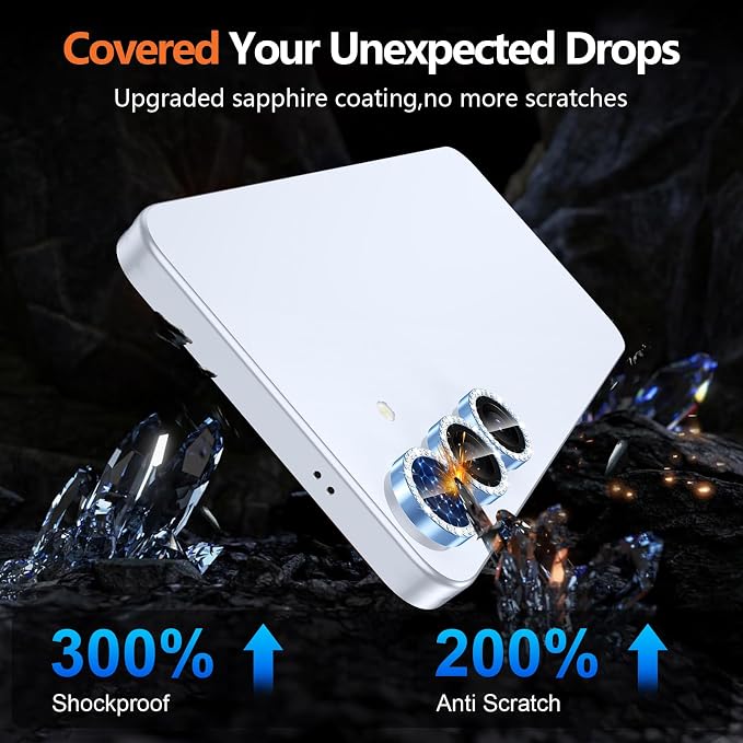 for Samsung Galaxy S25 Plus Camera Lens Protector, Individual Metal Ring Tempered Glass Lens Cover, [Strong Adsorption] Scratch Resistant Ultra-Thin HD Clear Lens Cover, 1 Set-Blue Diamond - Image 5