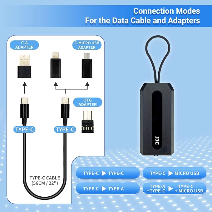 JJC Mulit-Functional Type-C Charging & Data Transfer Cable with USB C to Micro USB/USB A/USB 3.0 OTG Adapter Converter Kit for Outdoor Travel Cell Phone Charge Laptop PC Data Transfer - Image 5