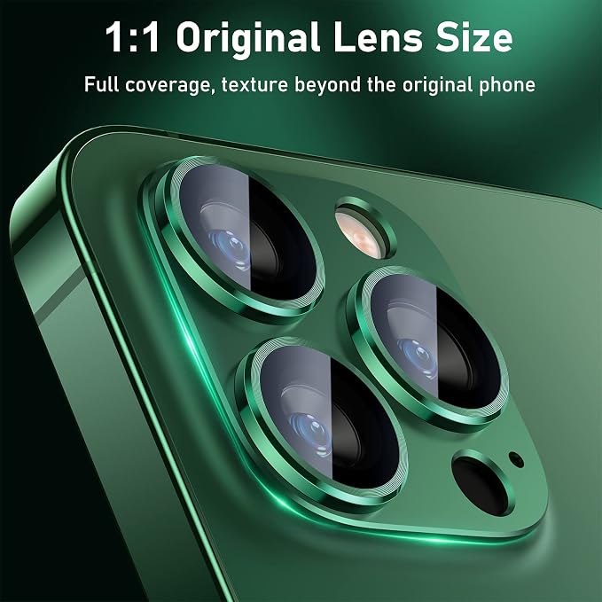 UniqueMe for iPhone 13 Pro/13 Pro Max Camera Lens Protector-Alpine Green | Strong Drop Protection, Not Easy to Fall-off, Metal Ring, Tempered Glass, Rear Camera Screen Cover - Image 6
