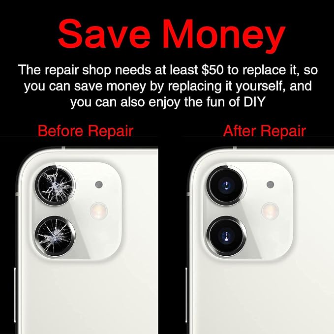 2PCS ASDAWN Back Camera Lens Glass Replacement for iPhone 11 6.1 Inches with Pre-Installed Adhesive, Rear Camera Lens Glass Replacement with Installation Manual + Repair Tool Set - Image 5