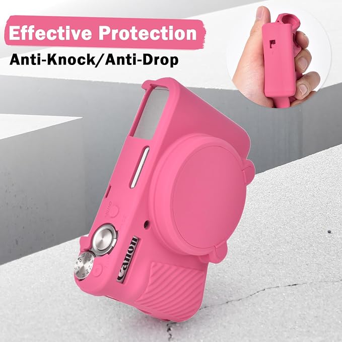 MUZIRI KINOKOO Case for Canon Powershot SX740/SX730 HS Digital Camera - Soft Protective Cover SX740 SX730 HS Camera Silicone Sleeve with Removable Lens Cover - Anti-Slip & Anti-Scratch - Rose Red - Image 4