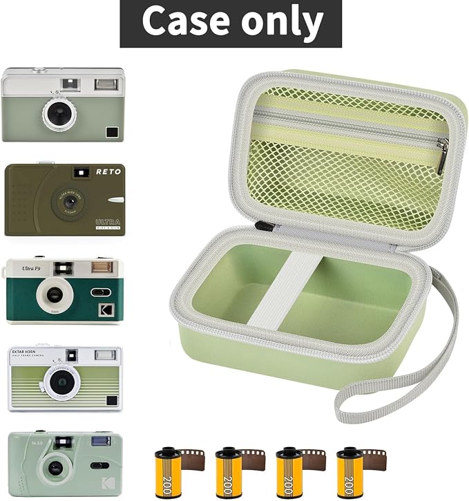 Digital Camera Case Compatible with KODAK EKTAR H35 H35N Half Frame Film Camera, Storage Holder Organizer for Kodak Ultra F9 M35 M38 Paper Shoot kamera, 35mm Film Rolls (Box Only) - Green | Camera and 35mm Film Rolls Storage, Mesh Pocket for Small Acce... - Image 2