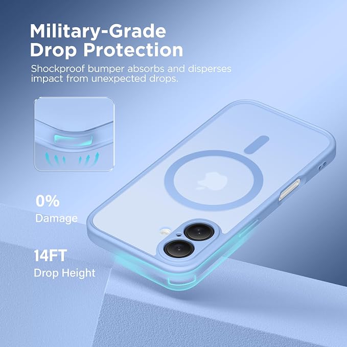 CAPRARO for iPhone 16 Case, Compatible with MagSafe | Upgraded [Full Camera Protection] Protective Translucent Matte Women Girl Magnetic Phone Case Cover, Snow Purple - Image 5