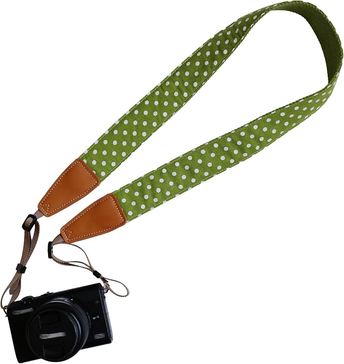 UNIKSTRAP Original Design Vintage & Fresh Style Green Polka Dot Adjustable Camera Strap, Neck Shoulder Belt Fit for Canon Nikon Sony Olympus Mirrorless & DSLR Camera etc. by Unknown