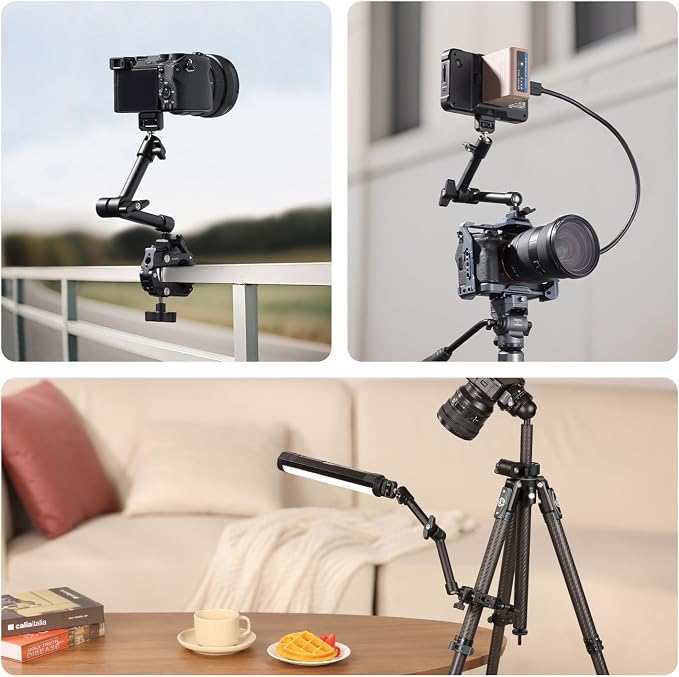ULANZI HD02 10'' Camera Super Clamp: Ultra-Portable Mount w 1/4", 3/8" & | NATO for Camera, Monitor, Light (Fits 20-87mm) - Image 5