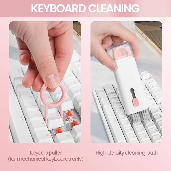 MacBook iPad iPhone Pro Screen Cleaner and Keyboard Tool - AirPod Cleaner - Computer Cleaning Kit (Pink) - Image 2
