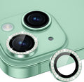 for iPhone 15/15 Plus Camera Lens Protector Bling Diamond, Green | Individual Metal, 9H Hardness, Scratch Resistant, Shockproof, Drop Protection, Case Friendly, Stylish Accessories by Xfilm