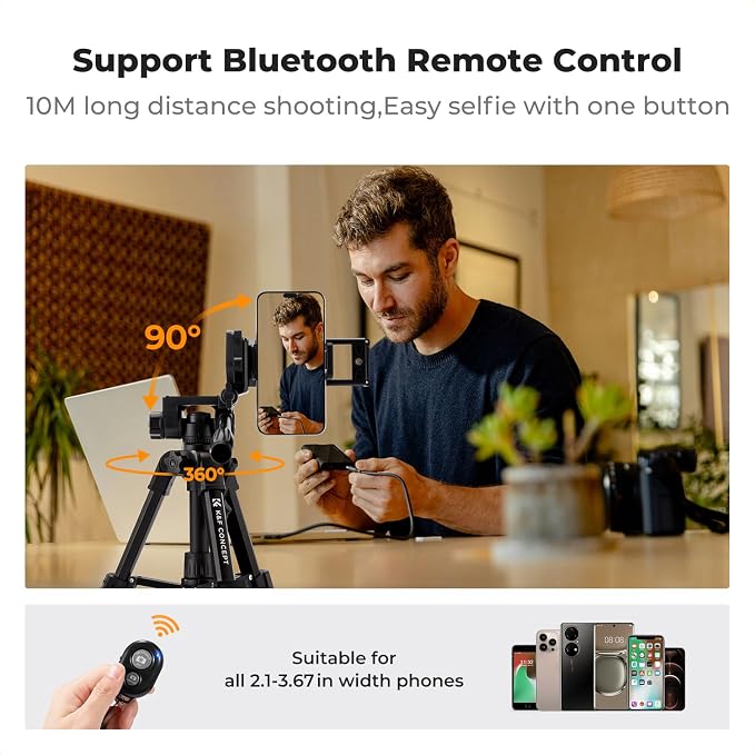 K&F CONCEPT 25" Mini Desk Tripod for Camera Video | Portable Aluminum Tripod for DSLR Cameras Phone, Lightweight Video Tripod for Travel. with Remote Max load 8.8 lbs. S223A0 - Image 8