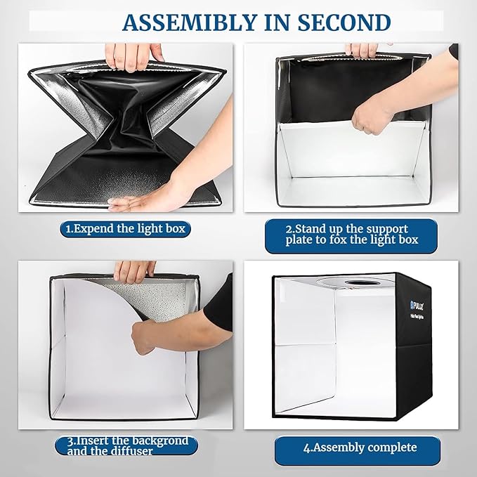 Portable Photo Studio Light Box, PULUZ 16"x16" Professional Dimmable Shooting Tent Kit with 160 LEDs Lights & 6 Kinds Double-Sided Color Backgrounds for Product Photography - Image 4