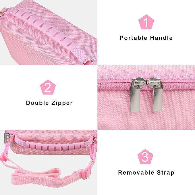 Canboc Carrying Case for Sony ZV-1F/ ZV-1/ ZV-1 II Digital Camera, Pink | Vlogger Accessory Kit Tripod Travel Storage Bag with Strap, Mesh Pocket fit Cable (Case Only) - Image 6