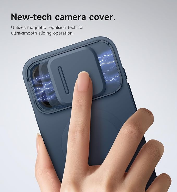 SURITCH for iPhone 16 Pro Max Case with Magnetic Camera Slide Cover and Adjustable Kickstand, Compatible with MagSafe, Shockproof Bumper Case Slim Protective Cover 6.9 Inch, Blue - Image 4