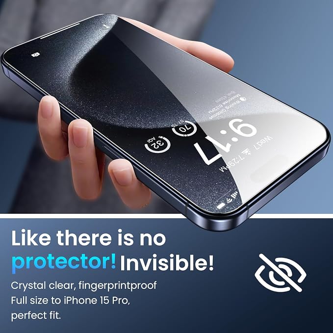 Fotbor [3+3 Pack for iPhone 15 Pro Screen Protector with Camera Lens Protector, Tempered Glass Shatterproof Easy Installation Frame, HD Clear Full Coverage iPhone 15 Pro Accessories 6.1 Inch - Image 6