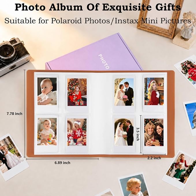 320-Pocket Photo Album for Polaroid 2x3" & Instax Mini Photos, Brown | Gift-Ready Packaging, Beautiful Photo Book, Safely Keep Your Wedding-Anniversary-Birthday-Travel Memories or Mini Cards - Image 5