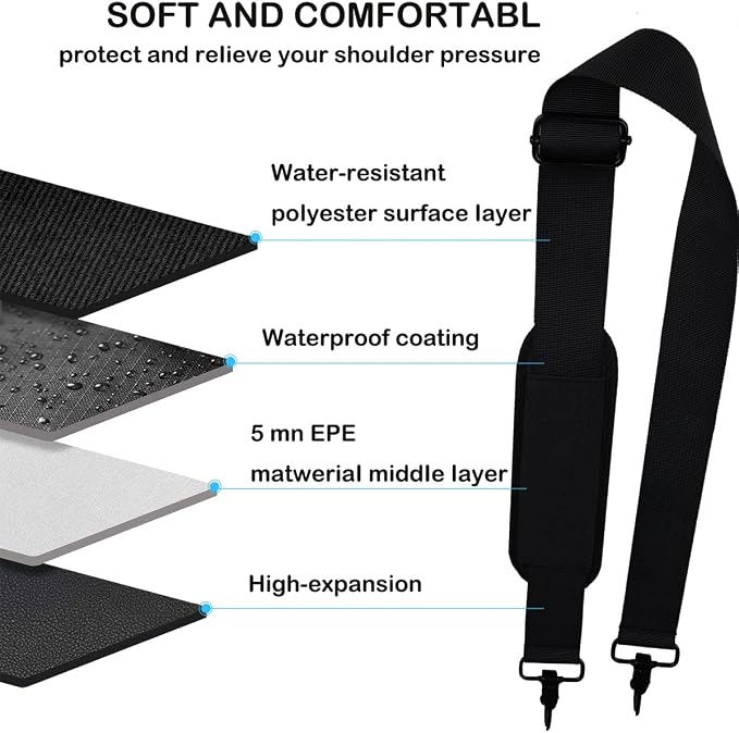 Shoulder Strap, Durable 55" Universal Replacement Laptop Shoulder Strap | 55 In Shoulder Strap Adjustable Comfortable Belt with Metal Hooks for Briefcase, Messenger Bag, Luggage/Duffel/Camera - Image 5