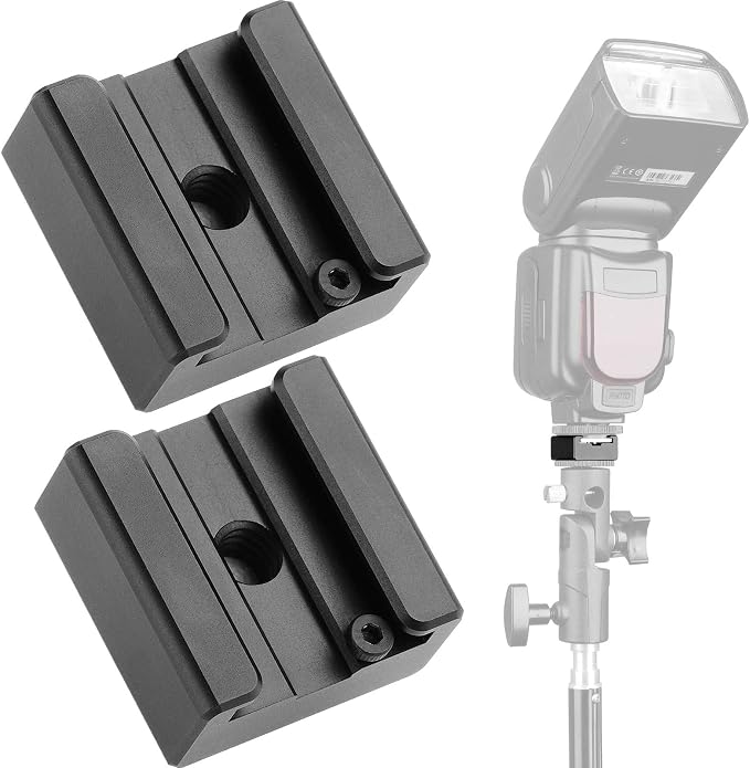 Updated Anwenk Flash Cold Shoe Mount Adapter Flash Shoe Mount Flash Stand Adapter with 1/4"-20 Tripod Screw Thread for Camera Flash Nikon Canon Olympus Panasonic Speedlite Flash, 2Pack by Anwenk