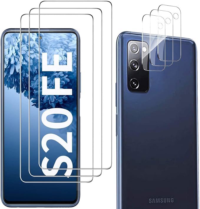 Galaxy S20 FE Screen Protector and Camera Protector, [3 Screen Protectors+3 Camera Protectors][Support Fingerprint] Tempered Glass Screen Protector for Samsung Galaxy S20 FE 5G/4G by Unknown