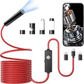 Endoscope with Light, 1920P HD Borescope with 8 Adjustable LED Lights, Semi-Rigid Snake Camera, IP67 Waterproof Inspection Tool (16.4ft, Red Harness + Single Lens) by Unknown