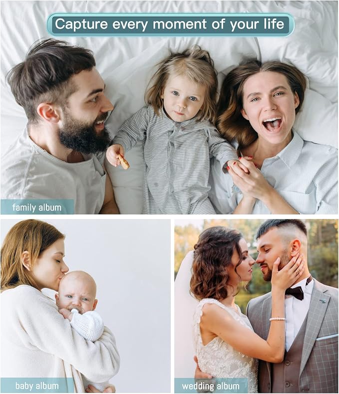 Popotop Photo Album Self Adhesive with Picture Display Window,60 Pages DIY Scrapbooking Supplies Kit for 4x6 10x12 Picture,Linen Cover Memory Book for Baby Wedding, with Scraper and Metallic Pen - Image 7