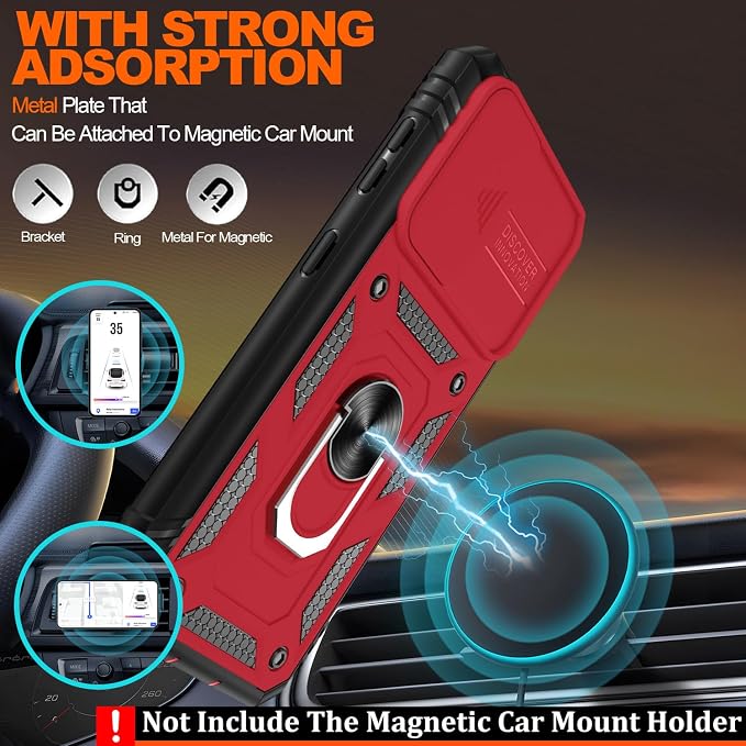 Gritup for Galaxy S21 Phone Case Military-Grade Shockproof with Kickstand | with 2 PCS Screen Protector, Slide Camera Cover, Heavy Duty Outdoor Protection Funda para Galaxy S 21 Cover-Red+Black - Image 7