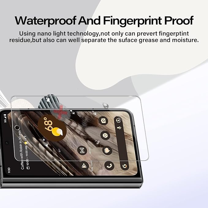 Pixel Fold Tempered Glass Screen Protector + Camera Lens Protector [ 2 + 2 Pack ][Fingerprint Unlock] [Anti-Scratch] [Case Friendly] HD Clear Protective Film for Google Pixel Fold - Image 4