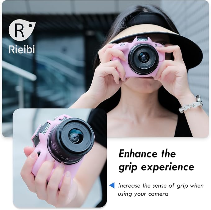 Rieibi EOSR50 EOS R50 Case, Soft Silicone Protective Case for Canon EOS R50 EOSR50 Vlogging Camera, Lightweight EOS R50 Camera Case Grip Cover Body Skin - Pink - Image 7