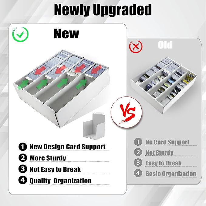 Card Storage Bbox, 4 Row Card Box for Standard Card with Card Stoppers 4Pcs | 4 Row Cardboard Storage Box for Standard Card Laminated Cardboard Surface Card Stopper - Image 4