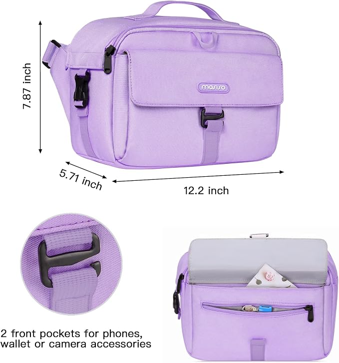 MOSISO Camera Shoulder Bag Camera Case Crossbody Sling Purse, Purple | DSLR/SLR/Mirrorless Compact Padded Photography Handbag with Rain Cover Compatible with Canon/Nikon/Sony Cameras and Lenses - Image 3