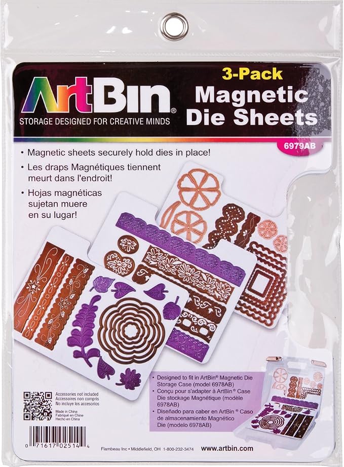 ArtBin 6979AB Magnetic Die Sheet Set 3-Pack, Die Organizers, Magnetic Organizer Sheets, [3] Sheets, White by ArtBin