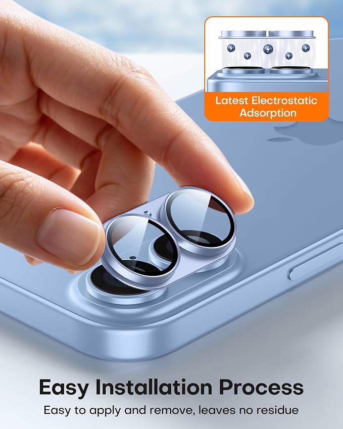 TAURI 2 Pack for iPhone 17 Camera Lens Protector, Mist Blue | Full Coverage Military-Grade Shatterproof, Upgrade AR Anti-Reflection Ultra Clear Transmission & Case Friendly - Image 5