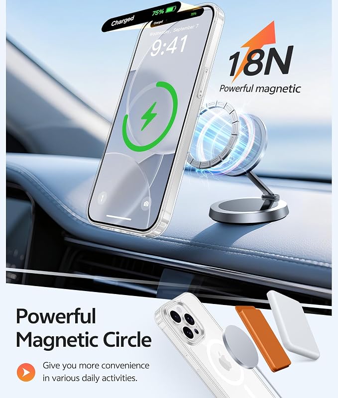 FNTCASE for iPhone 13 Pro Max Case Clear, Fit for Magsafe, Anti Yellowing | Magnetic Phone Cases, 14FT Military Grade Drop Protection, Slim Shockproof Protective Cover, Transparent - Image 3