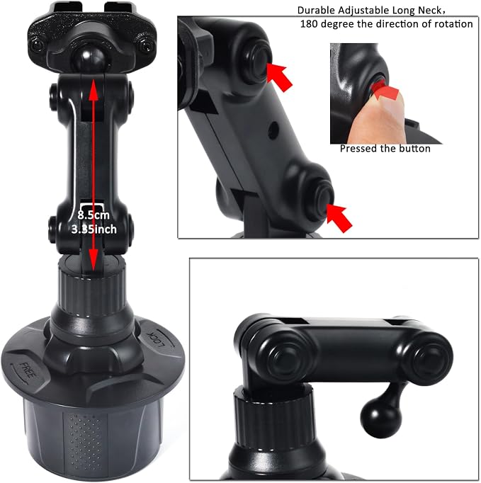 HYS Universal Adjustable Angle Car Cup Holder for Handheld CB Radio/Scanner/Shoulder Speaker Microphone, HT/Mobile CB Remote Speaker mic/Ham CB Radio W/Round Knob/Belt Clip Holder Mount - Image 3