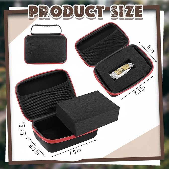 Relaxweex Hard Case with Foam, 7.8 X 6.3 X 3.5 Inch, Black and Red | EVA Waterproof Shockproof Case, Customizable Foam for Camera Electronics Instruments, Digital Products, with Knife - Image 2