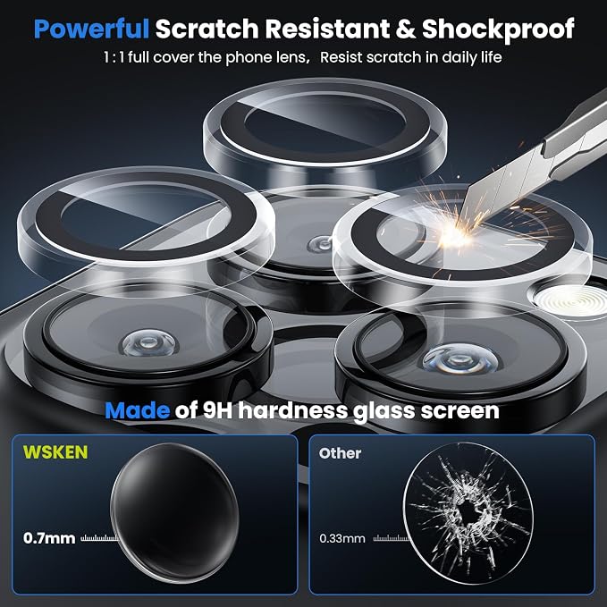 WSKEN for iPhone 16 Pro/iPhone 16 Pro Max Camera Lens Protector | Original Shooting Mode, Individual Metal Cover Film, Shatterproof HD Tempered Glass Camera Screen Protector, Clear - Image 3