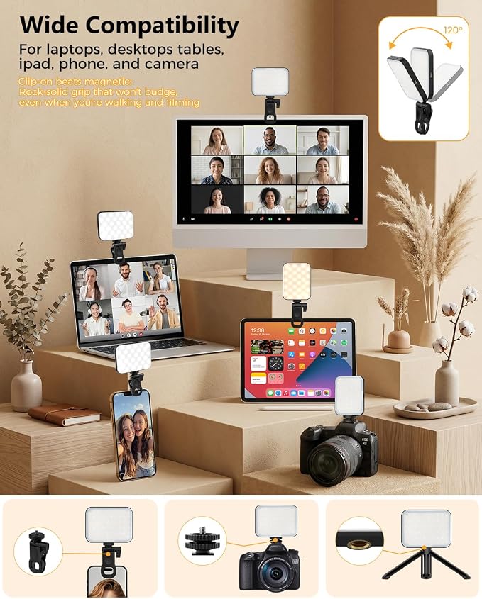 Magnetic Selfie Light for iPhone, Selfies Video Lighting, 6 Lighting Modes, 12 Brightness Levels, Clip, Magnetic or Camera Mount, Ideal for TikTok, Zoom, Makeup, Live Streaming - Image 5