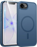 FNTCASE for iPhone 17e/ iPhone 16e Case, Fit for Magsafe, Screen Protector | Matte Magnetic Back, 14FT Military Grade Drop Protection, Shockproof Protective Phone Cover, Full Blue by FNTCASE