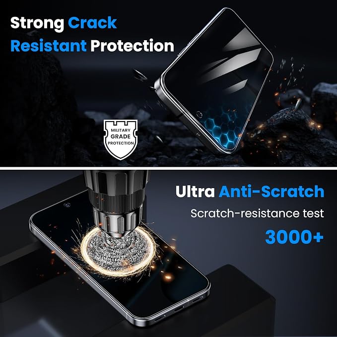 for Google Pixel 10 Pro XL Privacy Screen Protector & Lens Protector | 2+2 Pack, Anti Spy, Support Fingerprint Unlock, 9H Hardness Tempered Glass Film, Case Friendly, Bubble Free, Anti-dust - Image 5