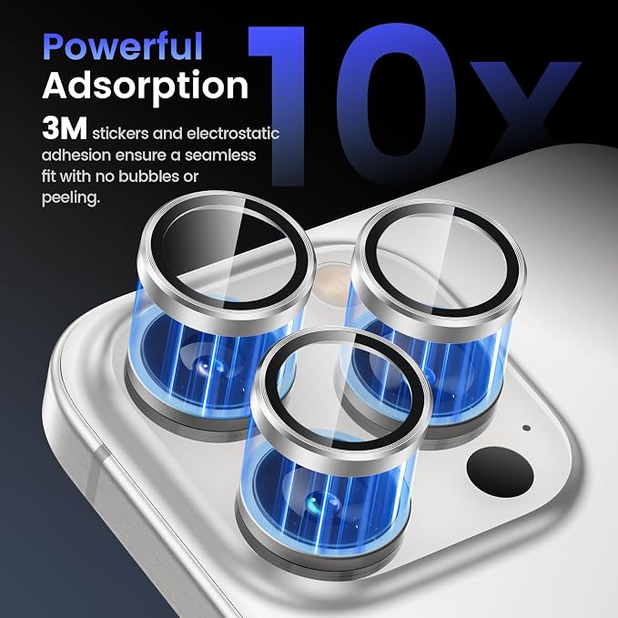 Tensea Camera Lens Protector for iPhone 16 Pro Max/16 Pro/15 Pro Max/15 Pro | Metal Aluminum Alloy Tempered Glass Cover Camera Screen Protector Accessories, Case Friendly - Image 4