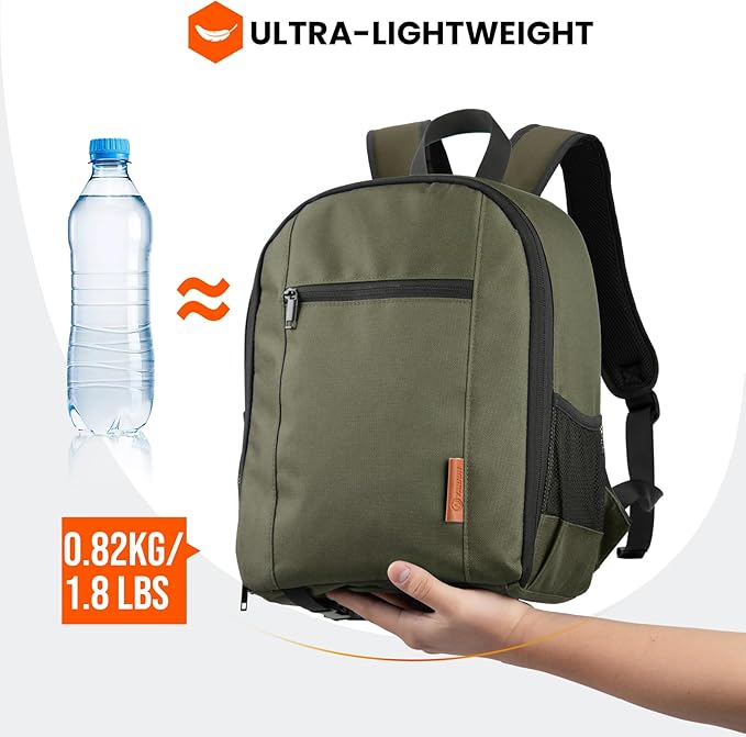 TARION Camera Backpack for Photographers Compact 12L Green TB-S | 14 Inch Laptop Compartment, Rain Cover, Bottom Tripod Holder, for DSLR Mirrorless Cameras, Everyday Shooting - Image 5