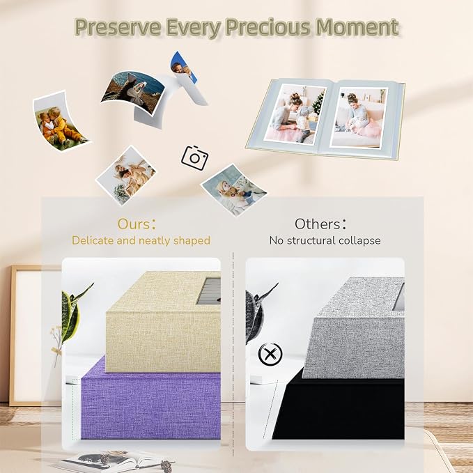 popotop Photo Album 4x6-100 Photos Photo Books with 100 Vertical Pockets,Linen Cover Albums for Family Wedding Anniversary Baby Vacation Pictures - Image 5