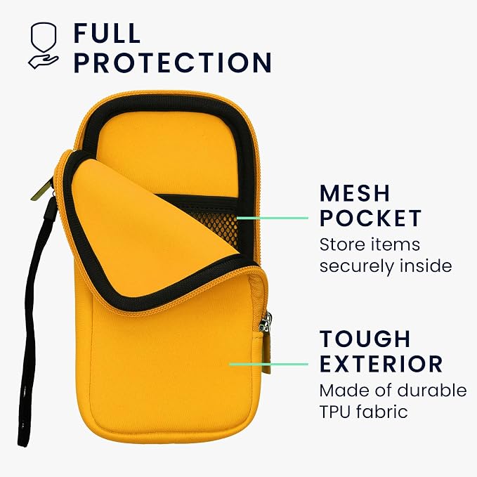 kwmobile Universal Phone Pouch Size XXL - 7" - Neoprene Smartphone Pouch with Zip - Water-Repellent Mobile Phone Case - Sleeve in Honey Yellow - Image 3