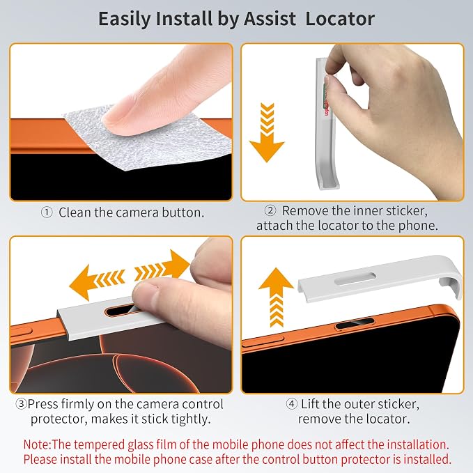 AMANECER 2 Pack Camera Control Button Protector for iPhone 17 Pro/Pro Max, Auto-Alignment Rugged Sensitive Slide Capacitive Protective Cover fit Apple Phone Side Click Touch Capture Key, Cosmic Orange - Image 6
