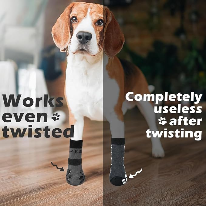 EXPAWLORER Anti-Slip Dog Socks,Dog Boots&Paw Protectors to Prevent Licking,Dog Shoes for Hot/Cold Pavement, Double Sides Non-Skid Traction Control on Hardwood Floor for Senior Dogs - Image 4