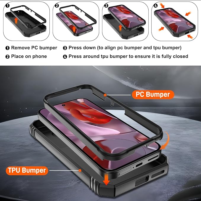 Gritup for Pixel 9A Case Military-Grade Shockproof with Kickstand, Black | with 2 PCS Screen Protector, Slide Camera Cover, Heavy Duty Outdoor Protection Full Body Funda para Google 9 A Phone Cover - Image 3