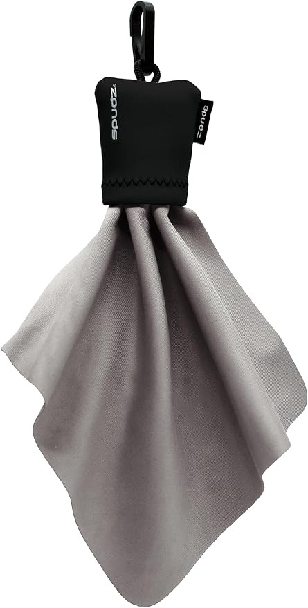 Classic Microfiber Lens Cleaner – Clip-On Pouch, Washable – for Binoculars, Scopes, Glasses, Screens | Classic | Black, 6 x 6 Inch by SPUDZ