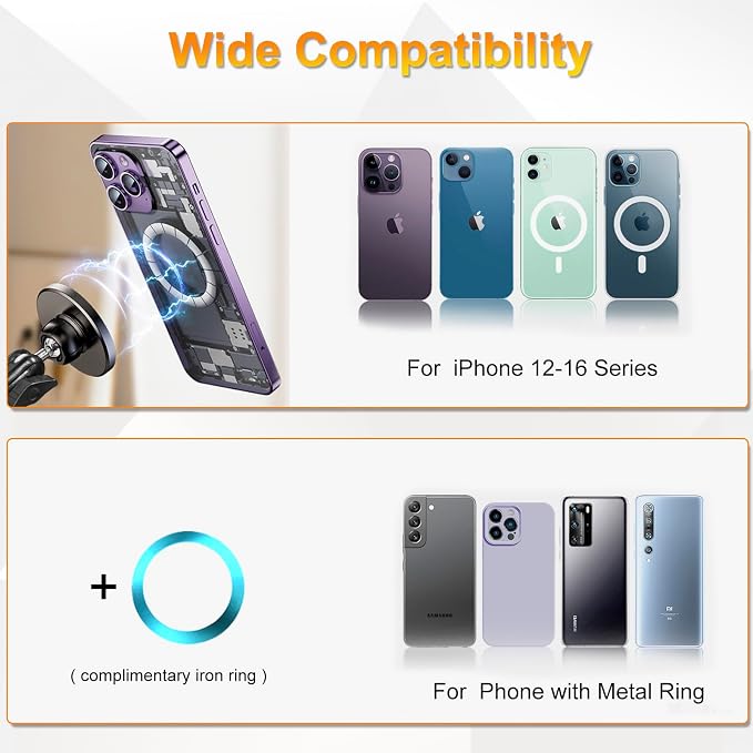 for MagSafe Clamp Mount Phone Holder Handlebar, 360° Swivel Magnetic Mic Stand Phone Holder Microphone Stand Phone Mount Clip for iPhone 16 15 14 MAX Pro Samsung Galaxy Any Smartphones - Image 6